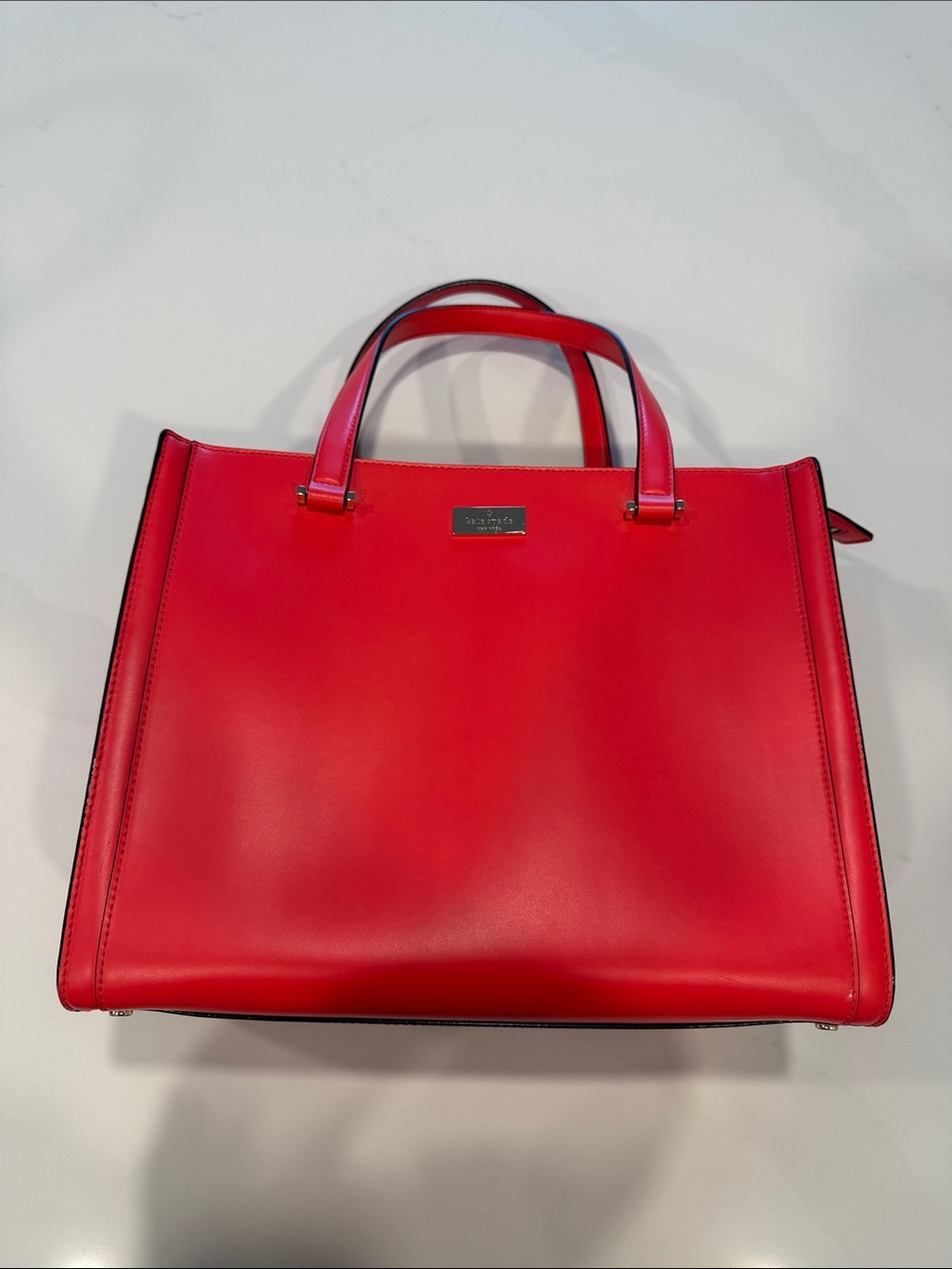 kate spade Bright Red / Pink Structured Leather Tote